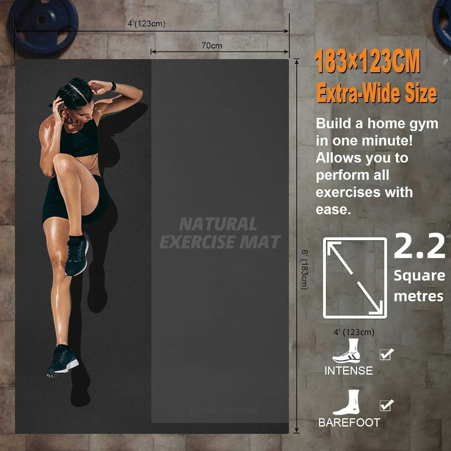 Eko Mata do ćwiczeń fitness, mata sportowa, antypoślizgowa Duża
