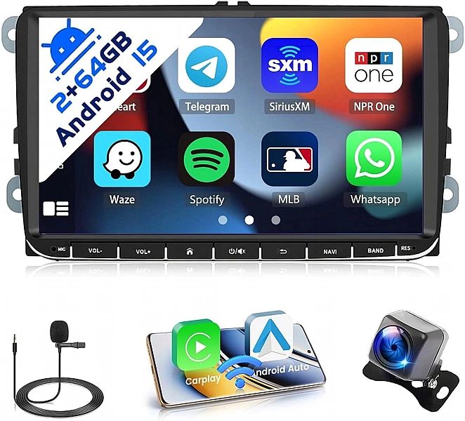 Radio 9” Android Carplay Vw Golf 5, 6 Skoda Polo Passat Tiguan Touran
