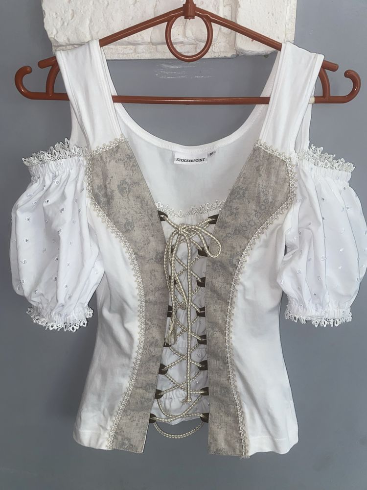 Біла баварська вінтажна блузка-корсет stockerpoint