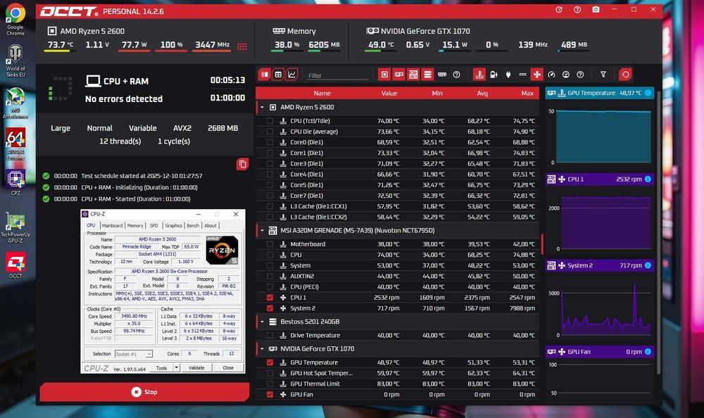 ПК MSI GTX1070+ Ryzen 5 2600+ 16Gb DDR4/SSD игровой компьютер