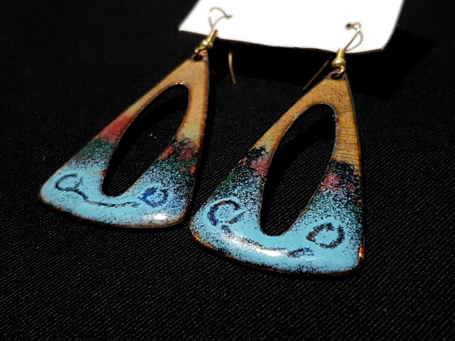 Kolczyki kolorowe handmade ręcznie malowane metalowe hippie