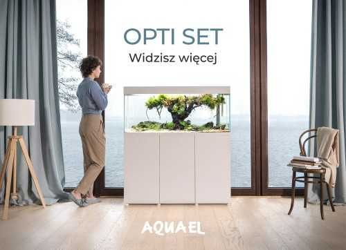 AQUAEL OPTI SET Biały/Czarny 200L Zestaw akwarium LED z Szafką