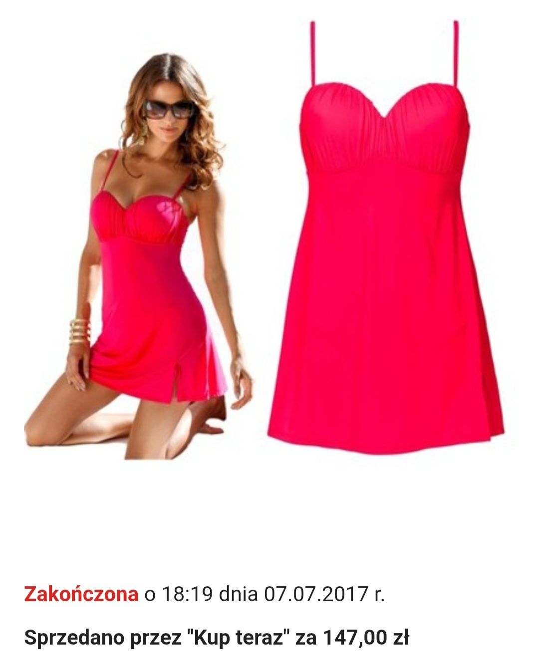 NOWA sukienka kąpielowa BONPRIX różowa/ strój kąpielowy r44, 85C
