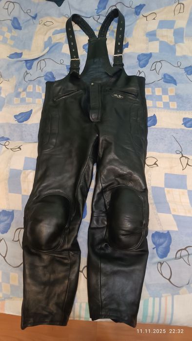 Штани  шкіряні мотоциклетні напів-комбінезон