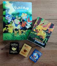 Kolekcja karty pokemon zlote, czarne, niebieskie + 2 albumy