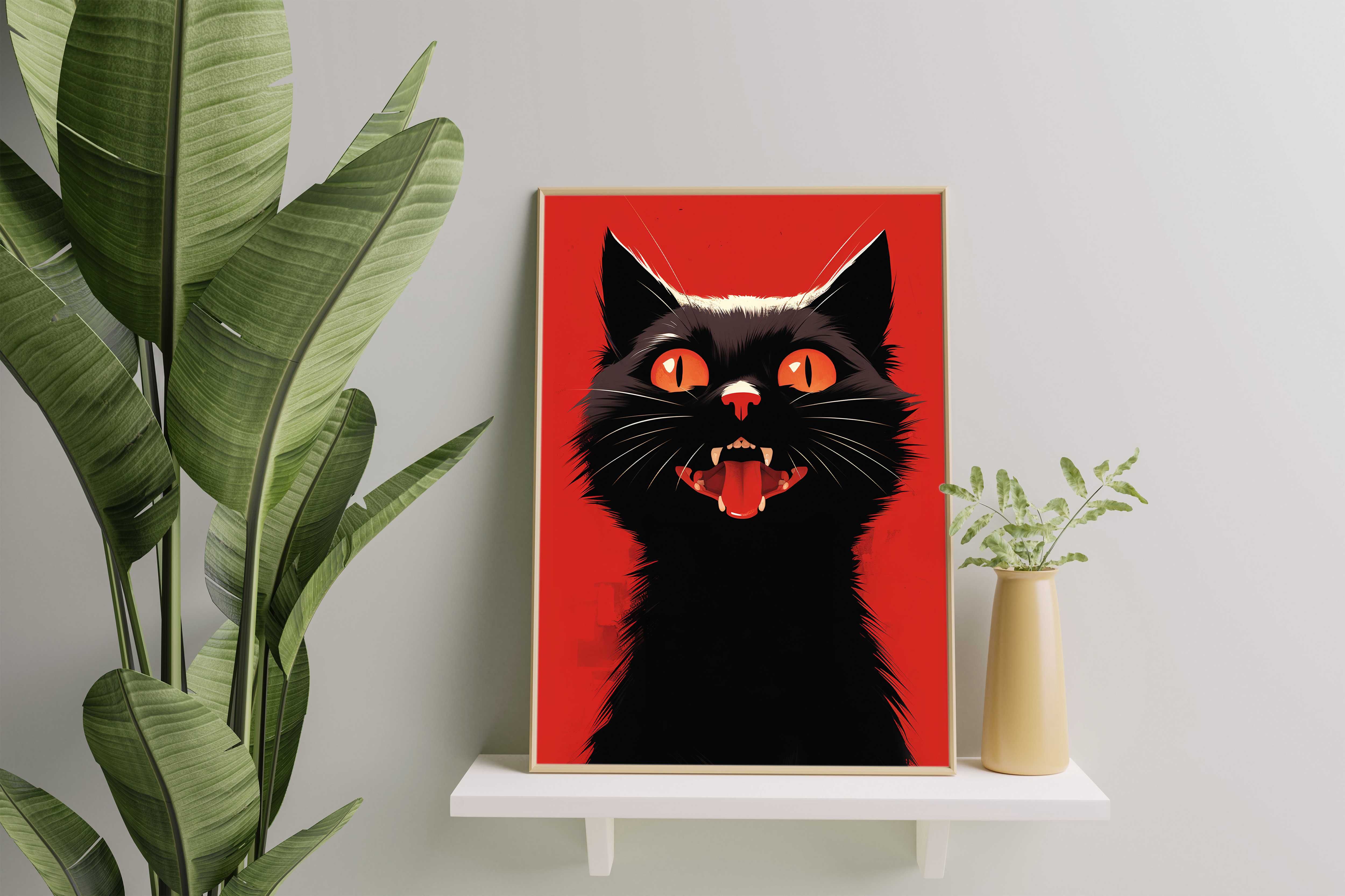 Plakat A3 czarny kot