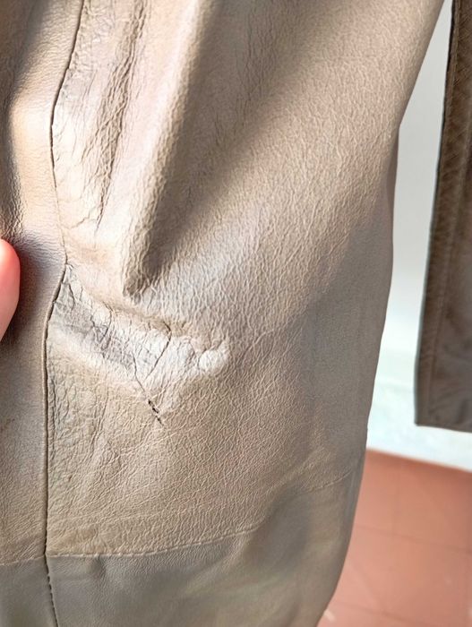 Вінтажний шкіряний плащ, колір мокко