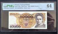 Sprzedam  banknot 20 000 zł 1989 seria AG  w gradingu PMG 64