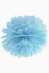 Pompon dekoracyjny Mglisty Niebieski 25cm * PARTY Deco * 10 sztuk