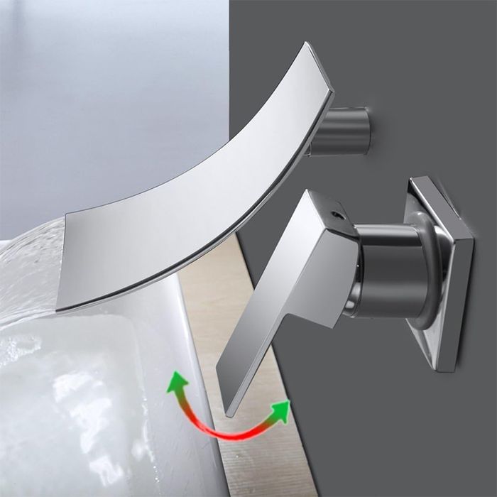 Wylewka ścienna do umywalki chromowana nowoczesna bateria podtynkowa