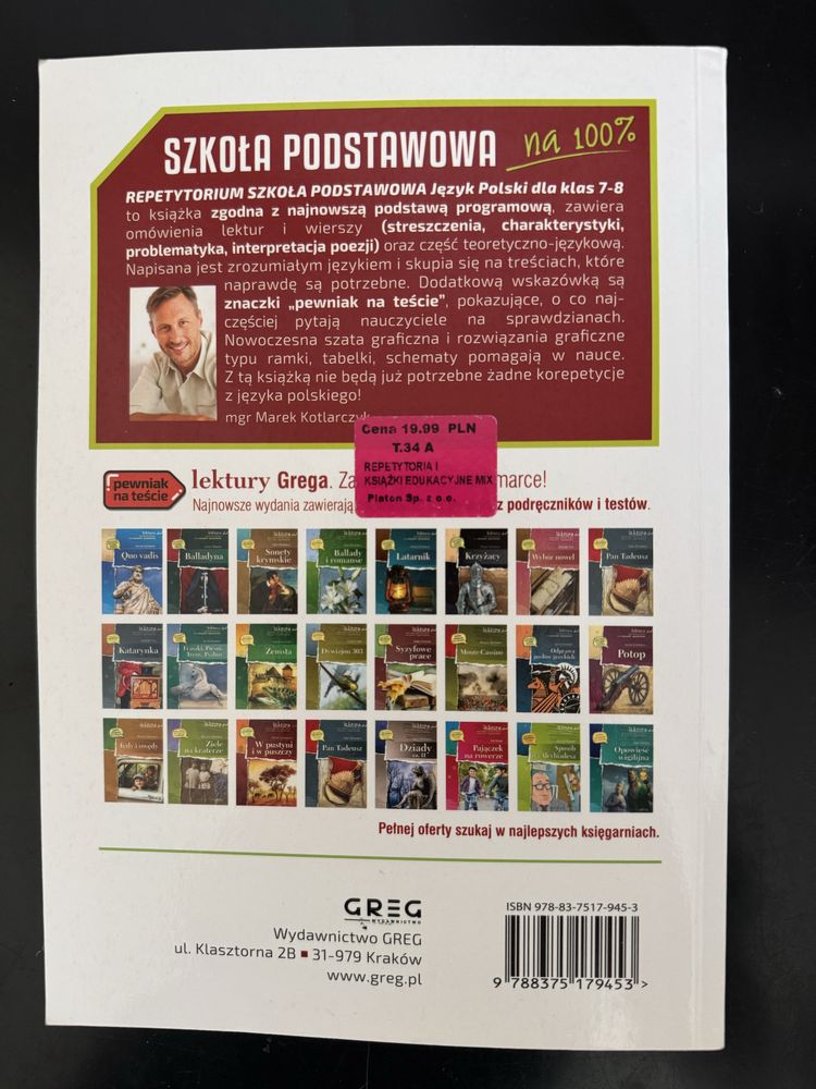 Język polski. Repetytorium. Klasa 7-8. Szkoła podstawowa