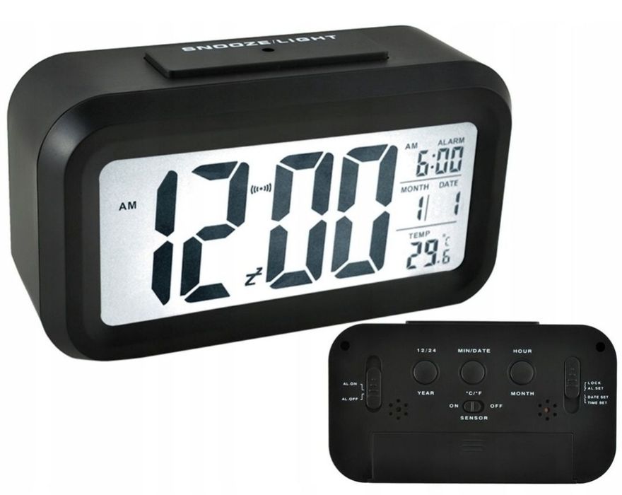 Nowy Budzik LED czarny lub biały