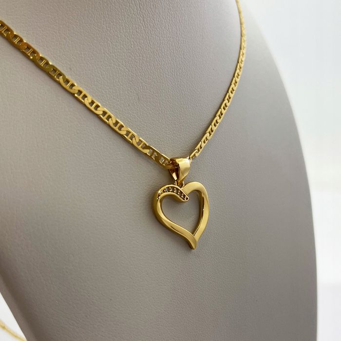 Złoty Łańcuszek Gucci + Serduszko Srebro 925 + Złoto 585 Prezent Dla N