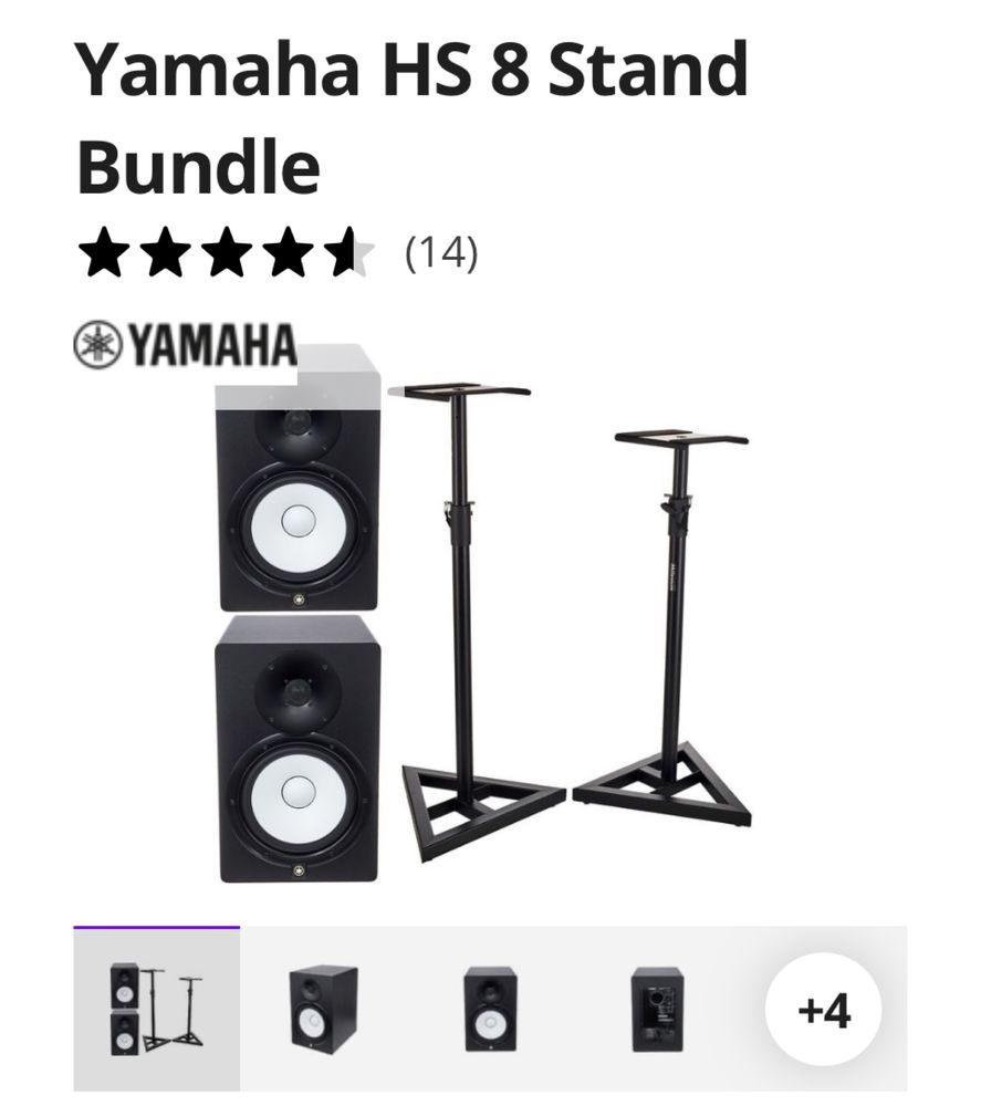 Yamaha HS8 colunas e suporte
