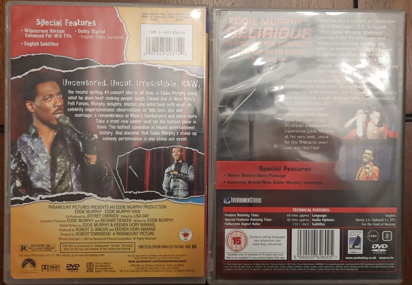 Eddie Murphy Raw i Delirious DVD stand Up