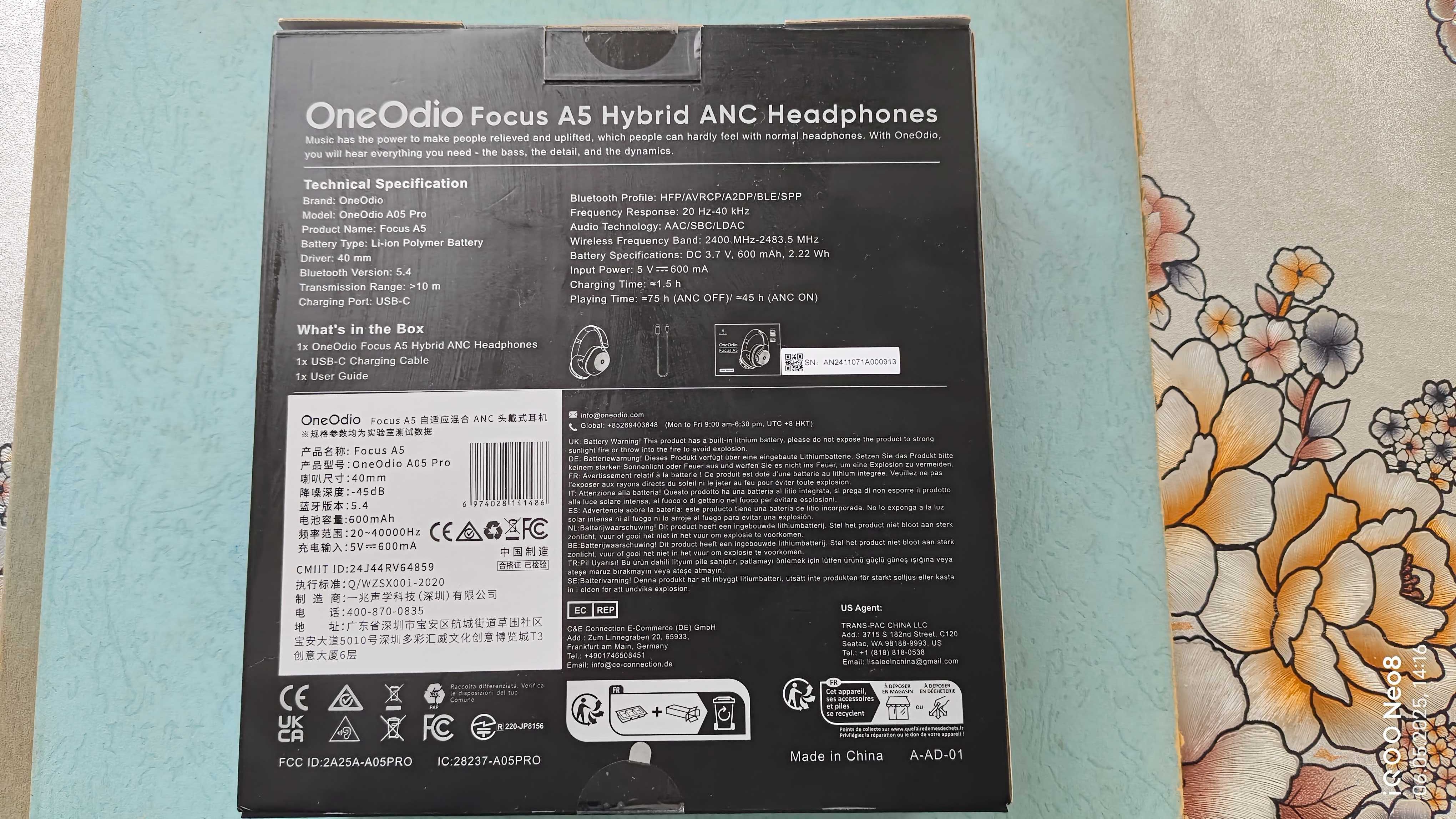 Полноразмерные Беспроводные Наушники OneОdio Focus A5 с LDAC/ANC