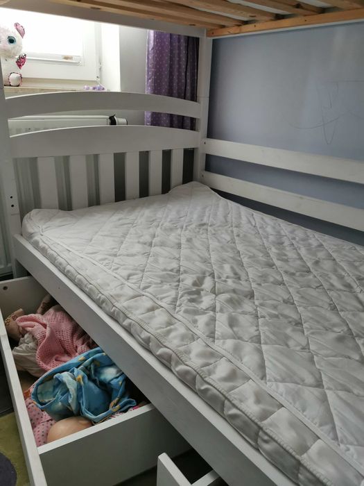 Łóżko piętrowe dziecięce  drewniane białe