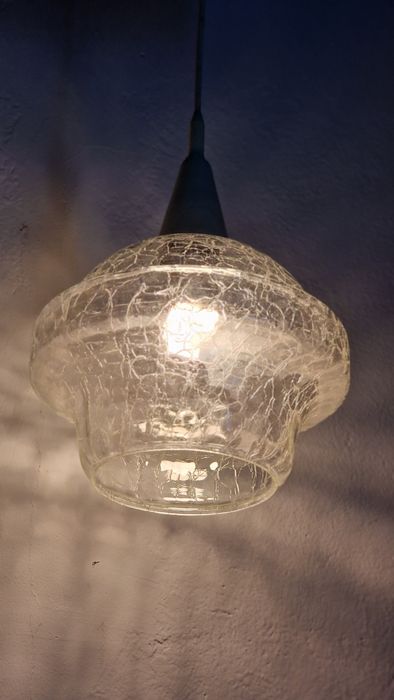 Polski Space Design / crackle glas _ lampa PRL _vintage