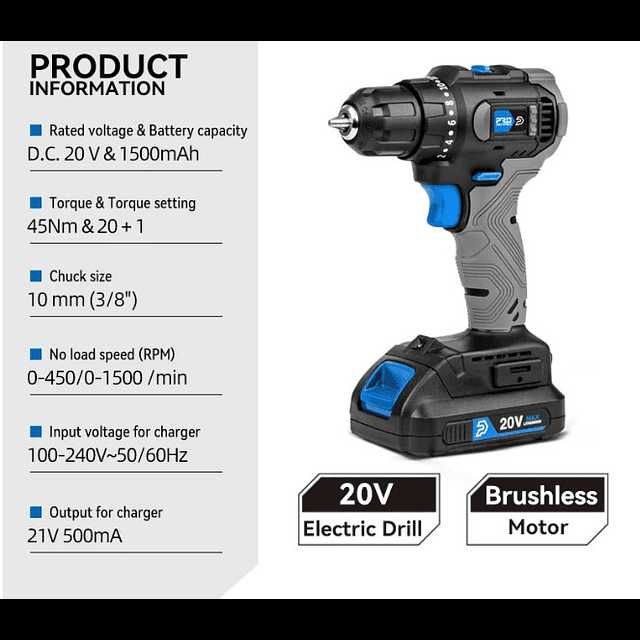 Potente Aparafusadora Prostormer 45nm torque 2 velocidades LED