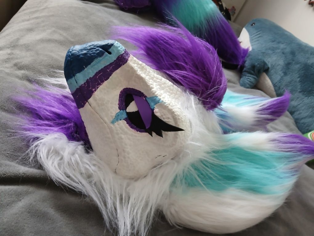 Furry fursuit dino maska mini partial