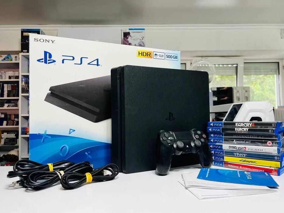 Приставка Playstation PS4 Slim 1TB | 10 Ігор | Гарантія | Наложка