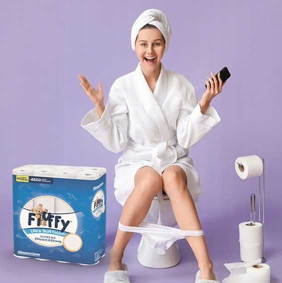 Biały papier toaletowy Fluffy 3 warstwy 40 rolek ! Miękki 4800 listków