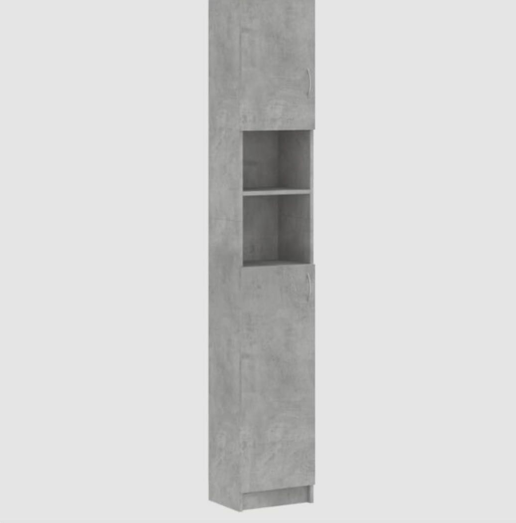Wąska szafka łazienkowa – kolor beton szary, 179 cm wysokości