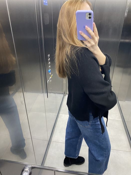 Sweter z golfem Zara 36 S czarny z wiązaniami