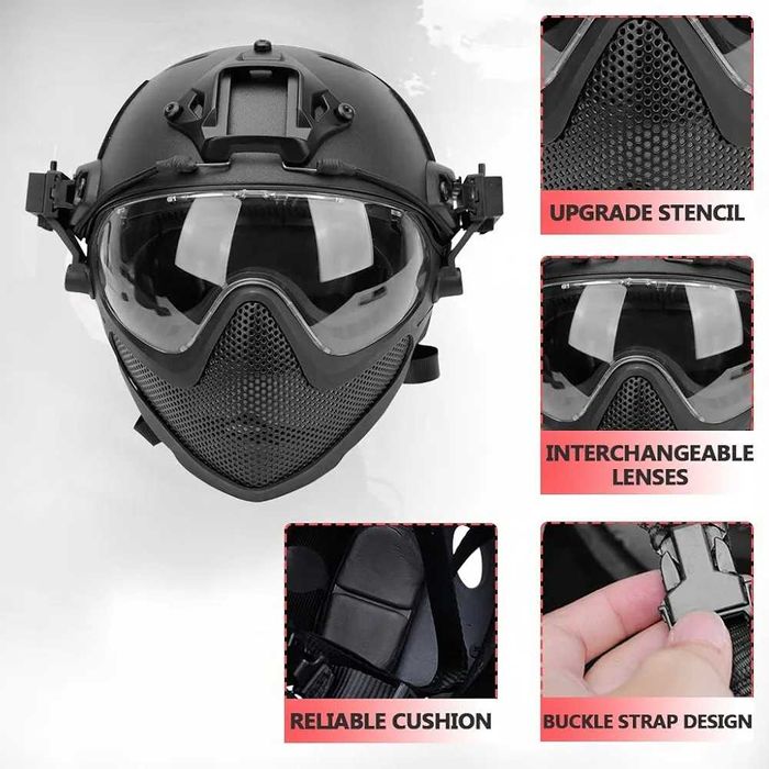 Kask taktyczny z maska hełm