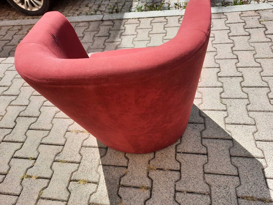 2 x Fotel pokoju biura poczekalni sypailni półokrągły bordowy solidny