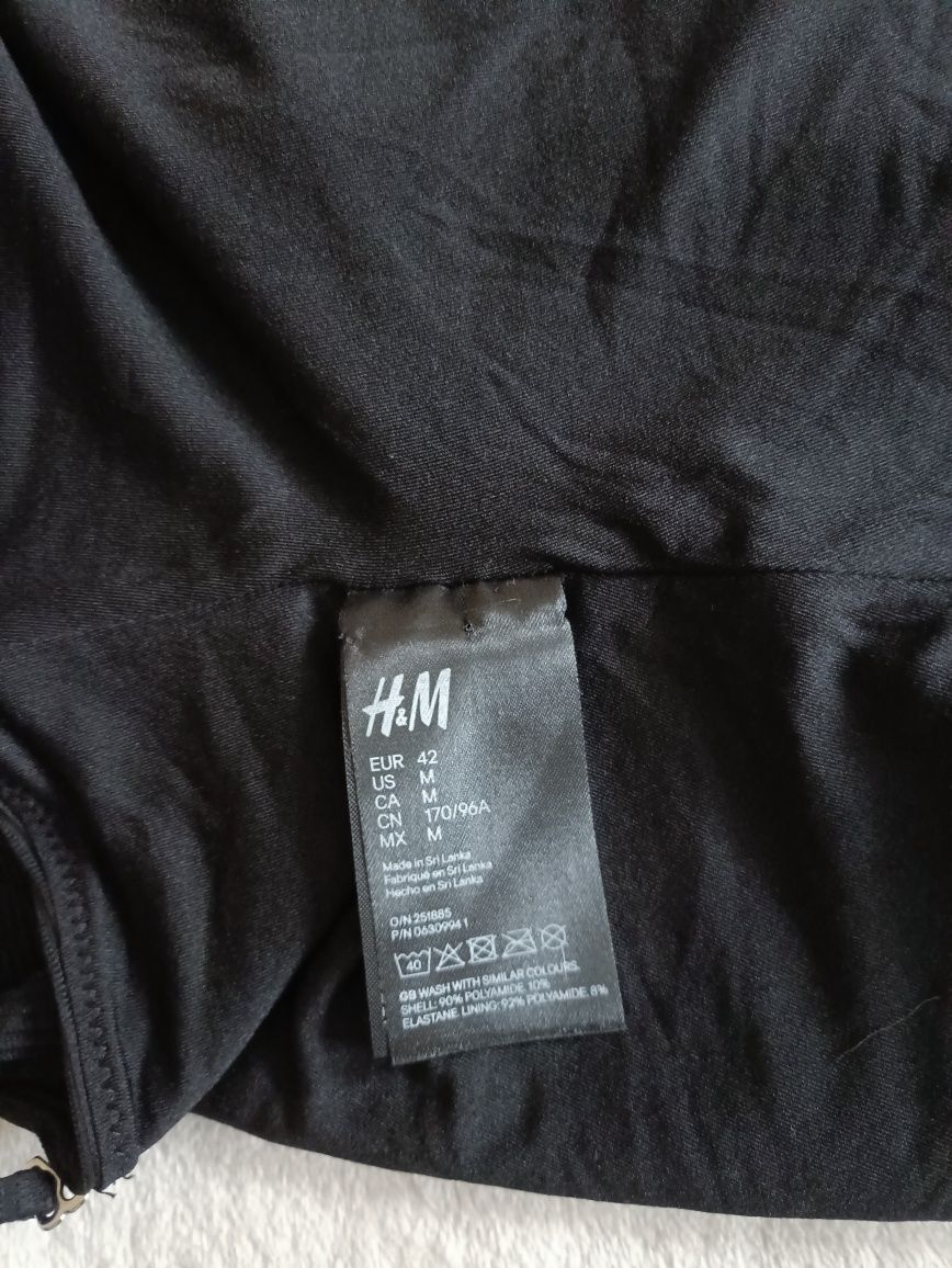 H&M p.L/XL суцільний чорний купальник у рубчик