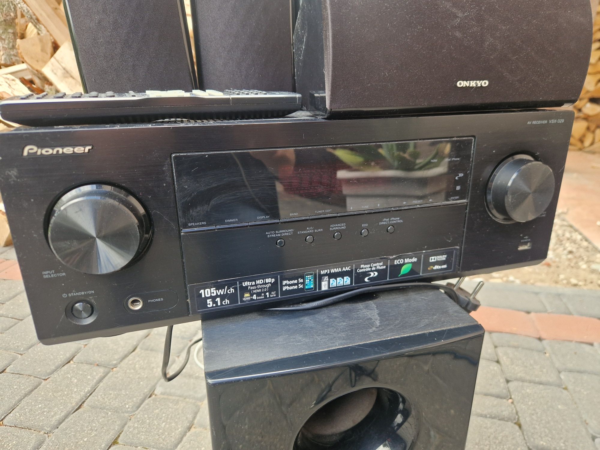 Amplituner Pioneer 105w + zestaw ONKYO Kina domowego 5.1