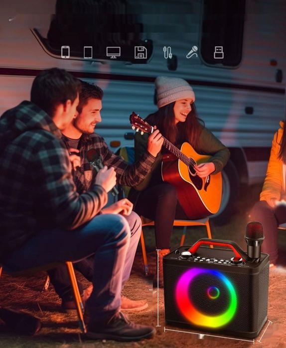 Karaoke ALPOWL K06 z 2 mikrofonami przenośne LED TF USB AUX TWS