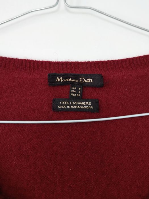Sweter Massimo dutti 34 XS bordowy burgundowy kaszmirowy dekolt V