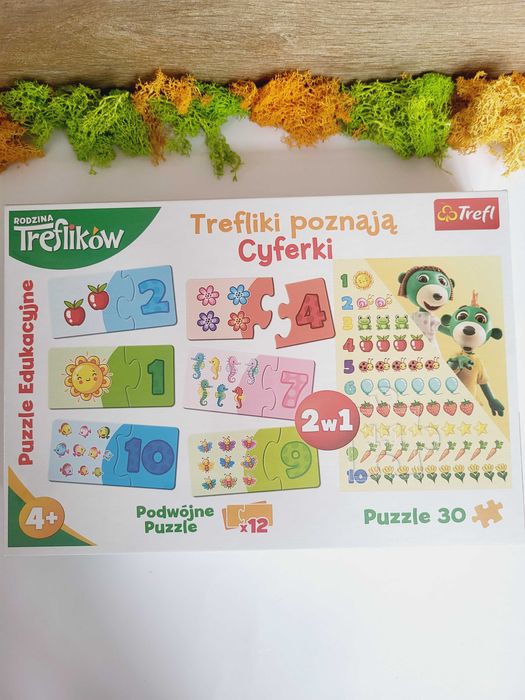 Gra edukacyjna puzzle Trefliki poznają cyferki 30 el. 15554 4+