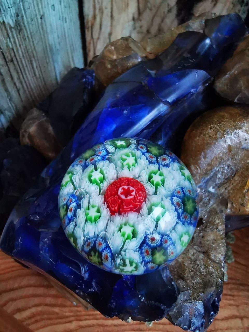 Przycisk do papieru, Murano Glass Millefiori, Włochy, UNIKAT