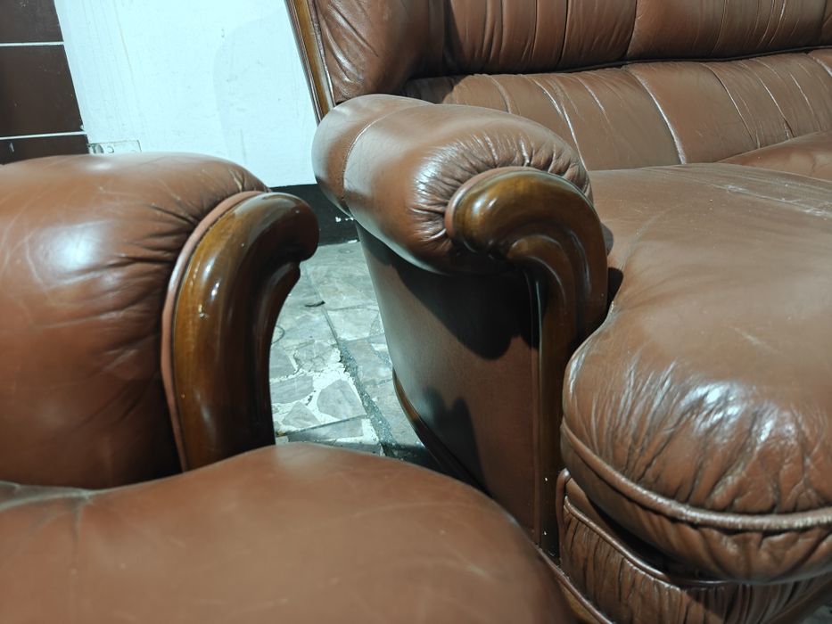 Sofa fotele skórzane komplet