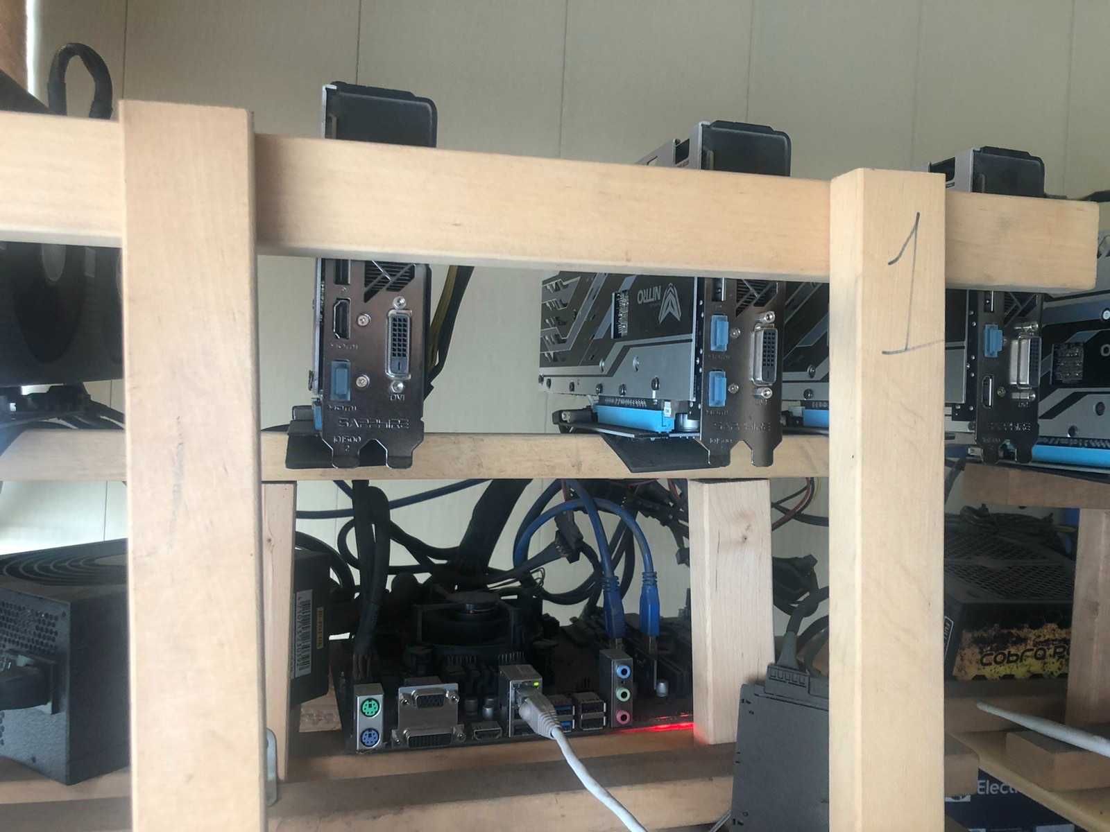 Продам видеокарты ,материнку,процецор  на 16 карт rx 480-580 Sapphire.