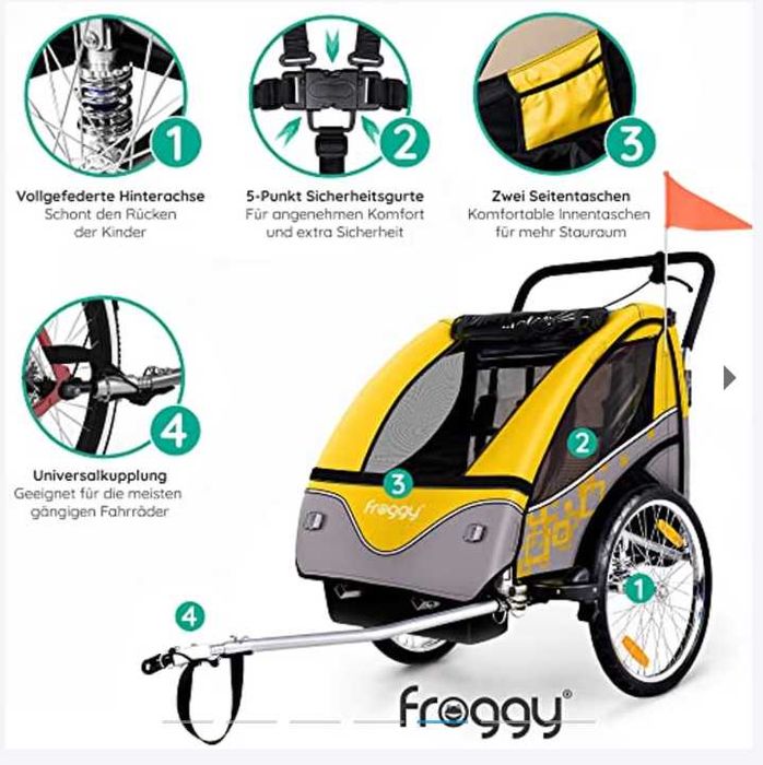 Przyczepka rowerowa 2 osobowa FROGGY