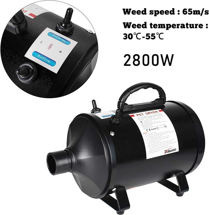 (NOVO) Secador de pêlo para cães 2800 W/3,8 HP, com 4 bicos