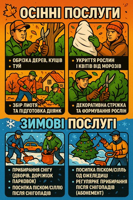 ОСІННЬО-ЗИМОВЕ Обслуговування Двору / Садівник | ЧЕРНІВЦІ — ОБЛАСТЬ