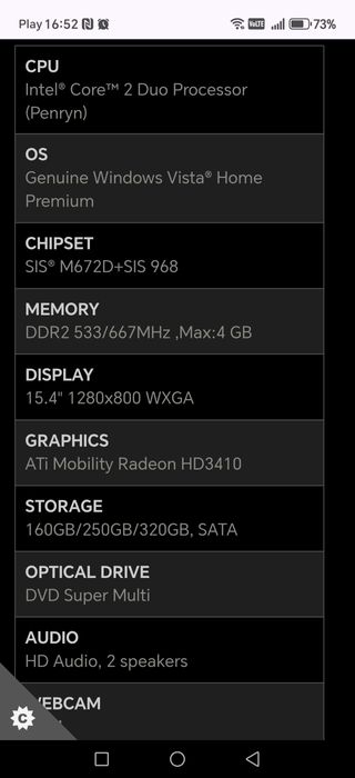 Laptop MSI VX600X