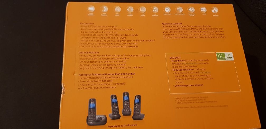 Telefony przenośne stacjonarne Gigaset A415 3 słuchawki. Domowy