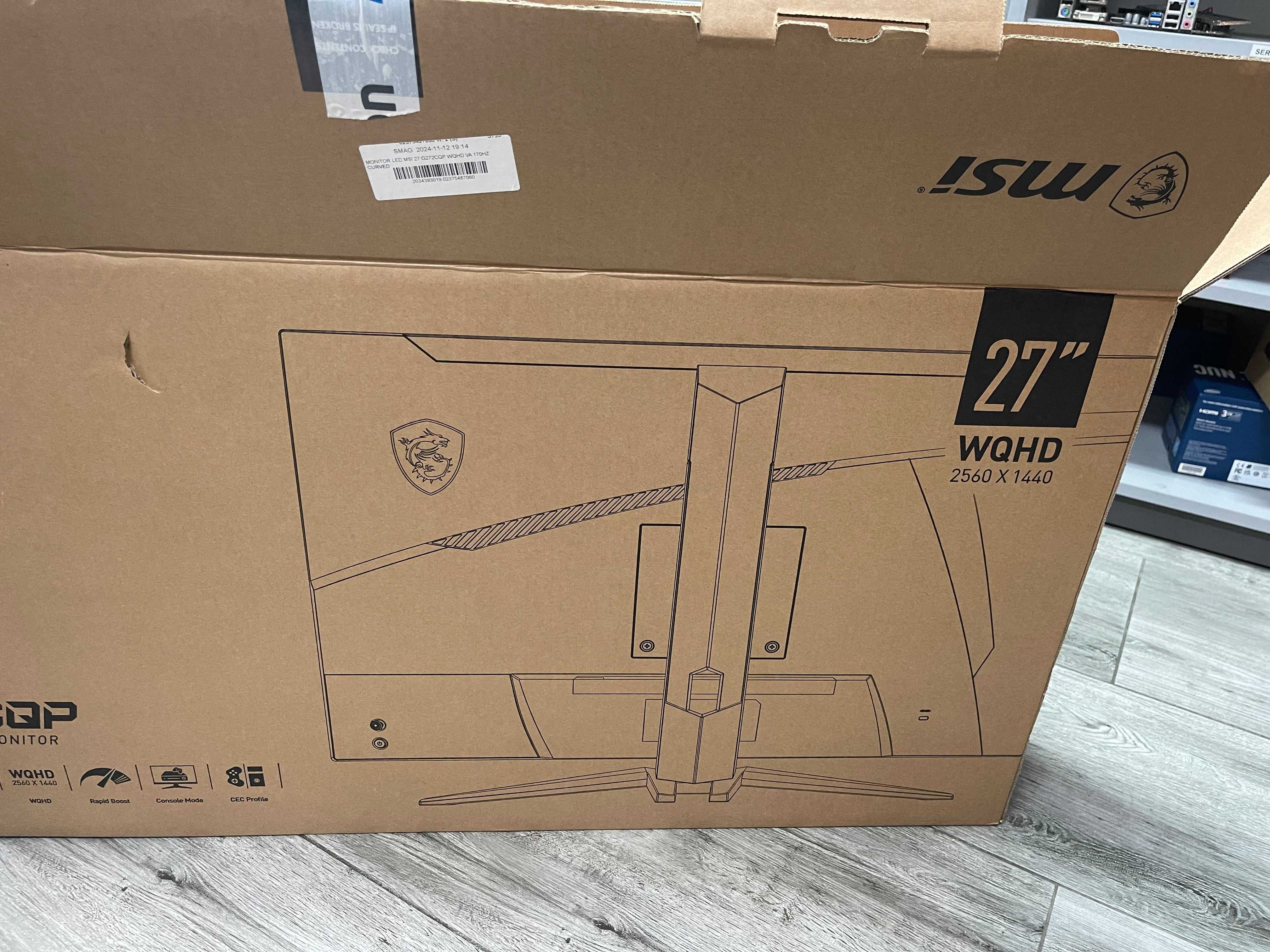Monitor Gamingowy MSI G272CQP 27" zakrzywiony, uszkodzona matryca