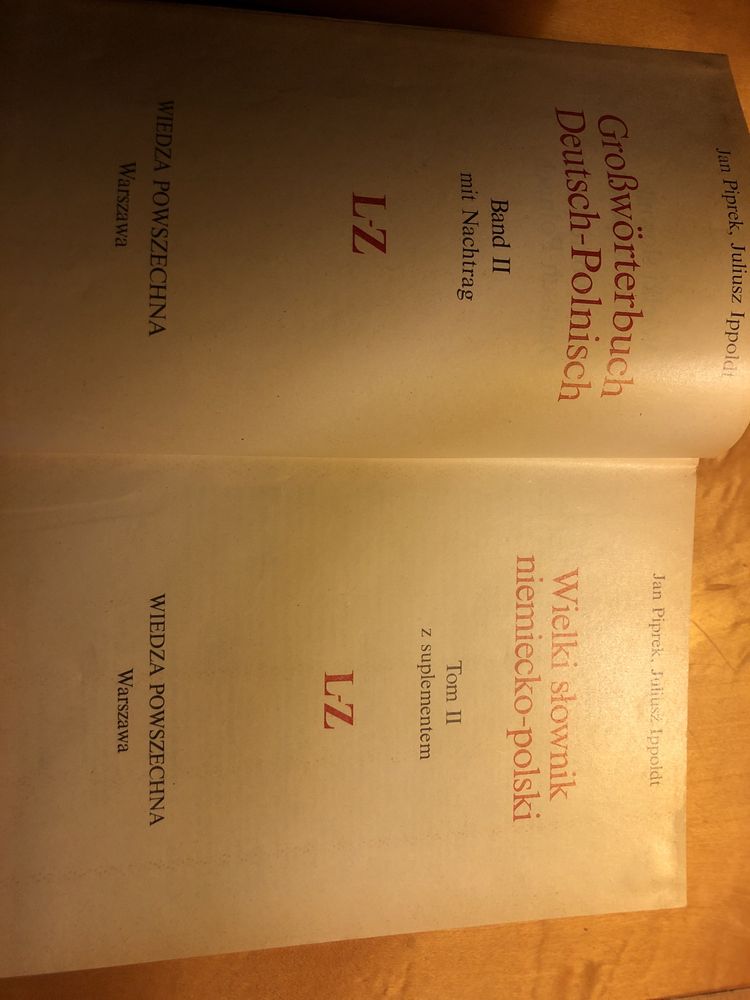 Wielki słownik niemiecko-polski, t2 L-Z Juliusz Ippoldt, Jan Piprek