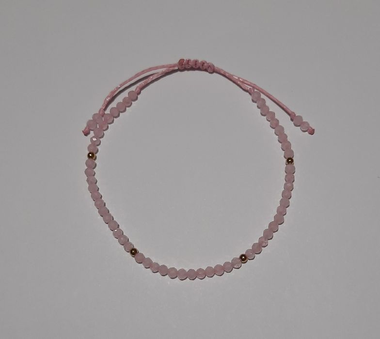Bransoletka szczęścia kwarc różowy handmade miłość