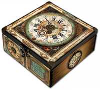 SZKATUŁKA pudełko drewniane TIME MACHINE zegar steampunk 20x20