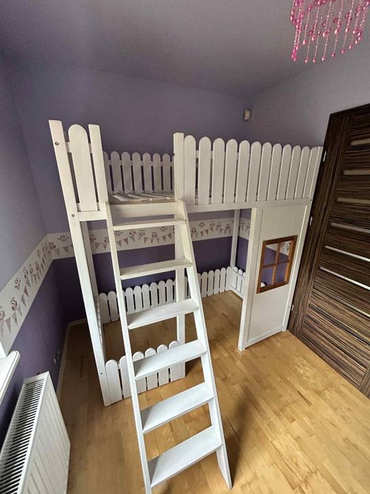 DOMEK Łózko drewniane piętrowe 180x90