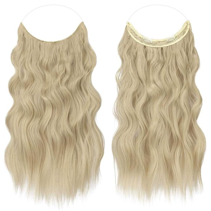 FESHFEN  przedłużanie włosów, popielaty blond, syntetyczne, 40 cm