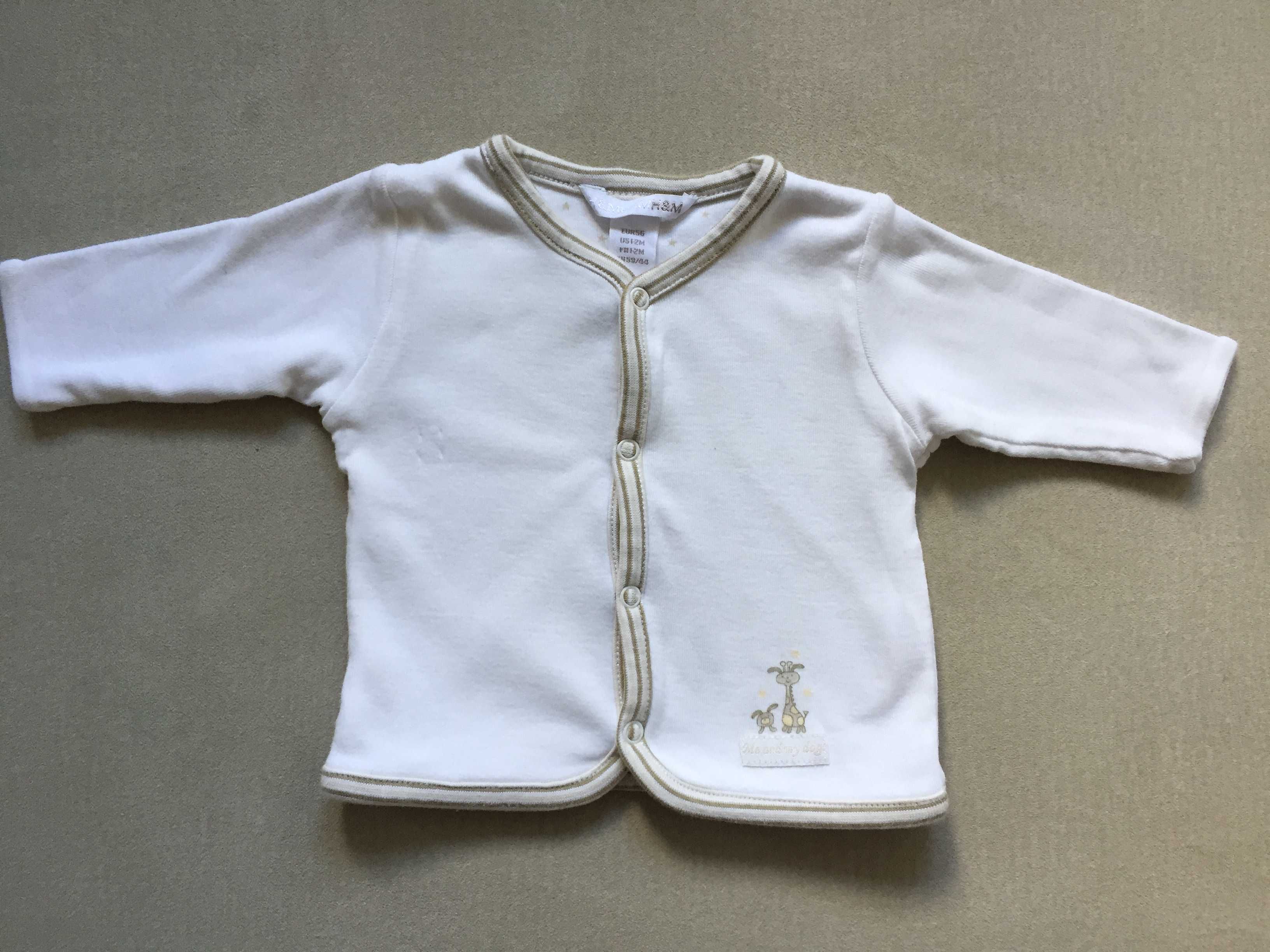 H&M bluzę/sweterek/płaszczyk biały w gwiazdki ciepły na zatrzaski 56